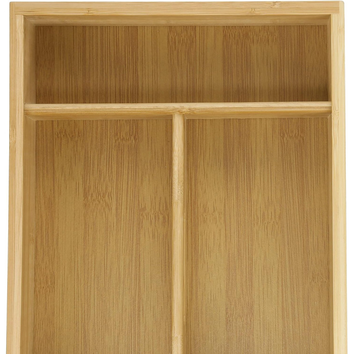Relaxdays Bambus Besteckkasten, 4 Fächer, robuster Organizer, HxBxT: ca. 7x37x23 cm, Tragegriff (max. 50 Zeichen)
