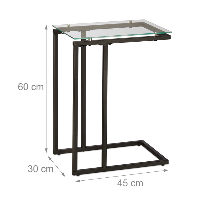 Relaxdays Beistelltisch U-Form aus Glas und Metall
