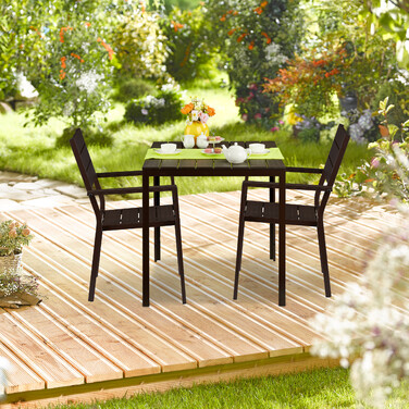 Relaxdays Gartenstuhl Holzoptik 2er Set