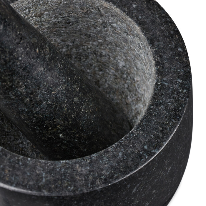 Relaxdays Granit Mörser mit Stößel 12 cm