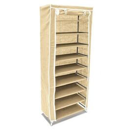 Relaxdays Schuhschrank Stoffbezug 9 Ablagen