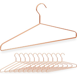 Relaxdays Kleiderbügel 12er Set, für Hemden, Jacken & Hosen, platzsparend, Metall, 42 cm, kupfer