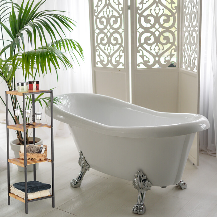 Relaxdays Quadratisches Regal Bambus und Stahl