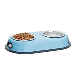 Relaxdays Doppelnapf Futterstation blau