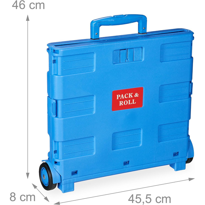 Relaxdays Einkaufstrolley, Klapptrolley, 35 kg, faltbar, Rolltrolley (Blau)