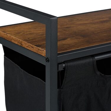 Relaxdays Wäschekorbregal, 72x73x33 cm, 2 ausziehbare Fächer, Wäschesammler Industrial, schwarz/braun