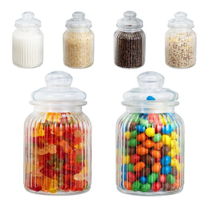 Relaxdays Vorratsgläser 6er Set 1000 ml