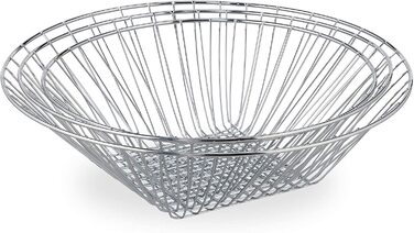 Relaxdays Hängekorb 3 Etagen, Obstkörbe, 3er Etagere für Decke, platzsparend in Küche, Stahl, silber, 73x28x28cm