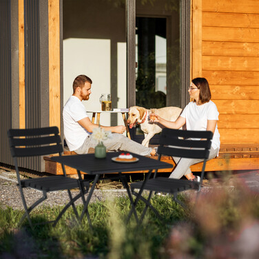 Relaxdays Balkonmöbel Set 3-teilig in Holzoptik