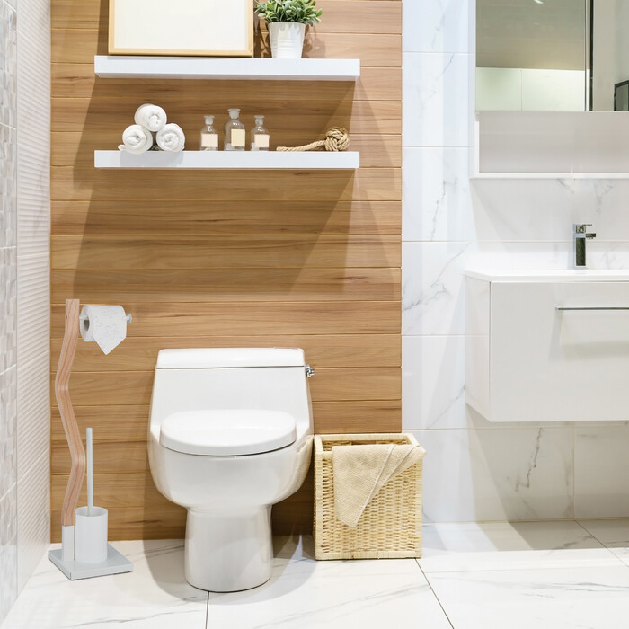 Relaxdays WC Garnitur Stahl & Holzoptik