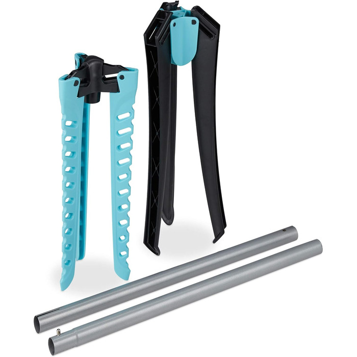 Relaxdays Bügelwäscheständer klappbar, 3 Arme, für Kleiderbügel, Wäscheständer, HxD: 128 x 56,5 cm, silber-türkis