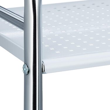 Relaxdays Servierwagen Metall, 3 Ablagen, Küchenwagen mit Griff & Bremsen, 75x40,5x31 cm, weiß