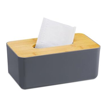 Relaxdays Taschentuchbox Bambusdeckel