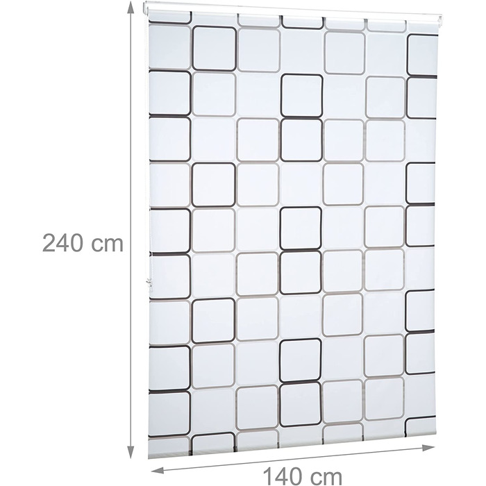 Relaxdays Duschrollo Square, wasserabweisend, Retro Badrollo Wanne u. Dusche, Deckenmontage, 80x240 cm, semitransparent (240 x 140 x 5 cm)