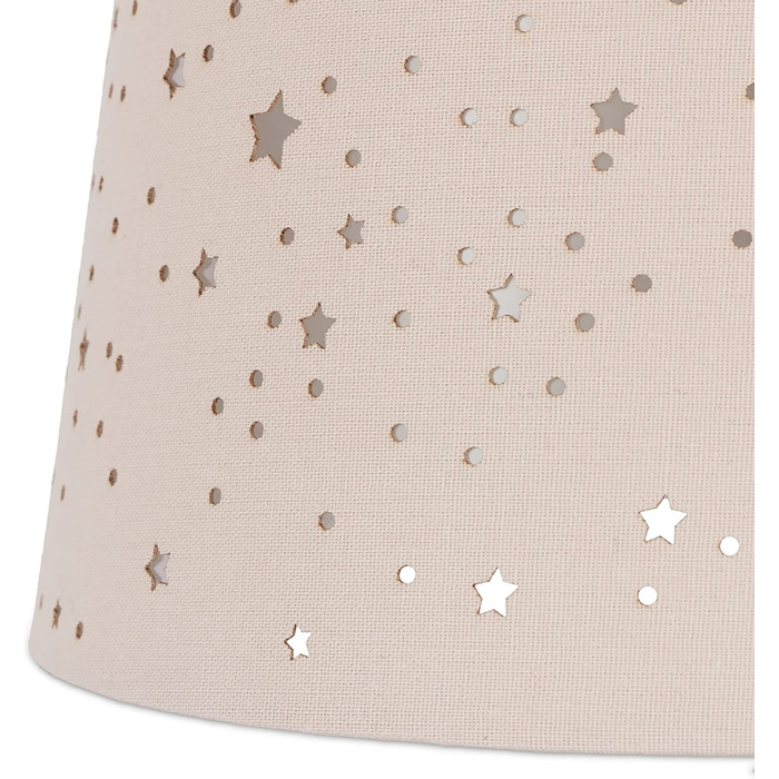 Relaxdays Kinderzimmerlampe Sterne, hängende Schirmlampe für Mädchen, Sternenhimmel Motiv, E27, runder Stoffschirm, rosa, 122