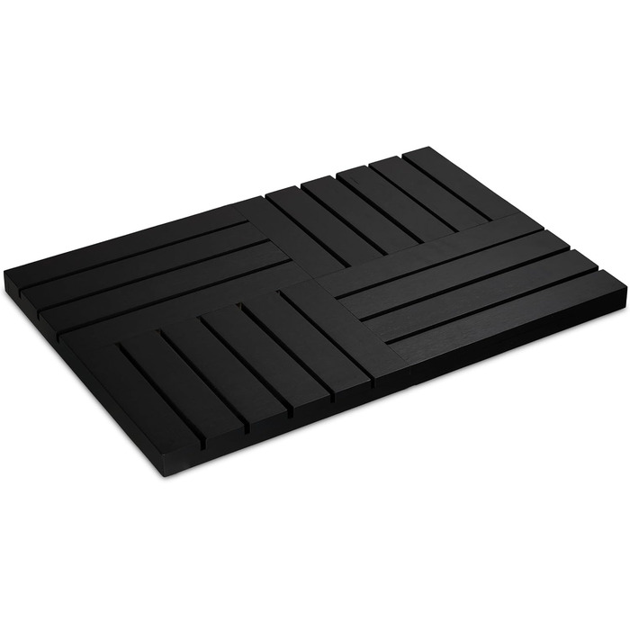 Relaxdays Bambus Badematte, 61x40 cm, rutschfest, für Bad, Dusche, Sauna, Indoor & Outdoor, schwarz