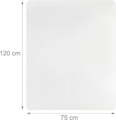 Relaxdays Bodenschutzmatte Bürostuhl,  PVC Bodenunterlage Laminat, Parkett, Fliesen, rutschfest, transparent (75 x 120 cm)