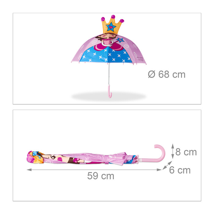Relaxdays Kinderregenschirm mit 3D Motiv