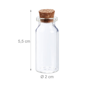 Relaxdays Mini Glasfläschchen mit Korken 60er Set