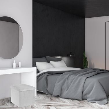 Relaxdays Sitzhocker, faltbar, 38x38x38 cm, Stauraum, MDF & Samt, hellgrau