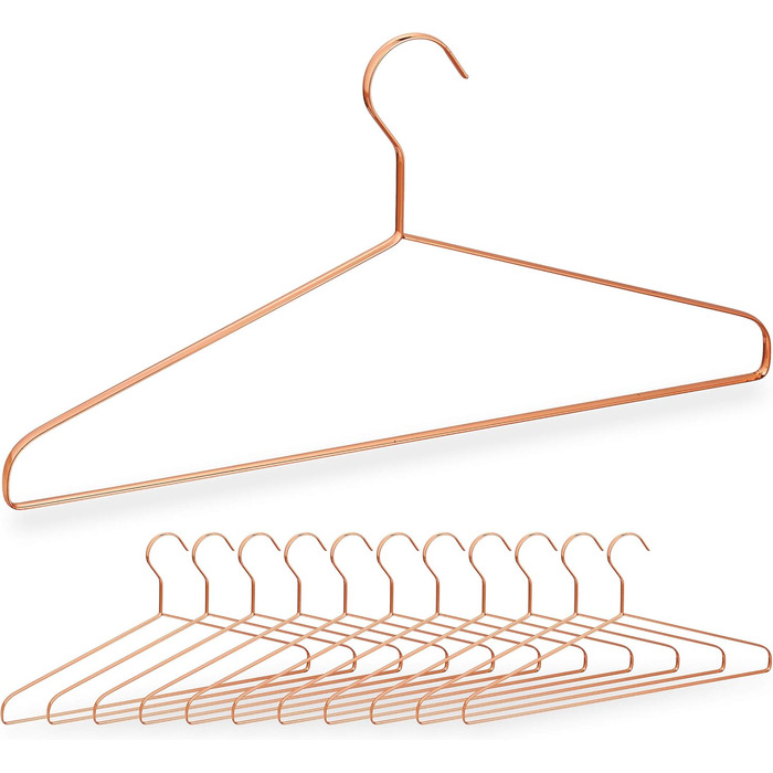Relaxdays Kleiderbügel 12er Set, für Hemden, Jacken & Hosen, platzsparend, Metall, 42 cm, kupfer