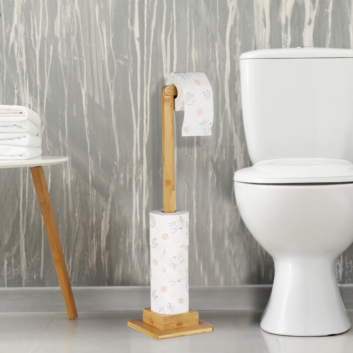 Relaxdays Bambus Toilettenpapierhalter stehend