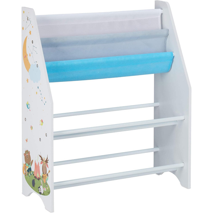 Relaxdays Kinderregal, Tiere Motiv, 6 Boxen, 2 Fächer, Kinderzimmer, Spielzeug Aufbewahrung HBT 74 x 62 x 31,5 cm, bunt, Holzwerkstoff, Lagerfeuer, 1 Stück
