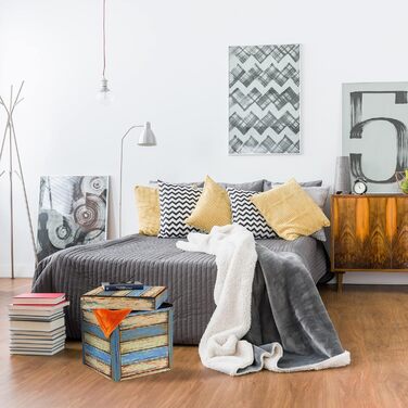 Relaxdays Sitzhocker mit Stauraum, Vintage Design, faltbar, gepolstert, 38x37,5x37,5 cm, bunt