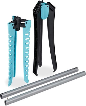 Relaxdays Bügelwäscheständer klappbar, 3 Arme, für Kleiderbügel, Wäscheständer, HxD: 128 x 56,5 cm, silber-türkis