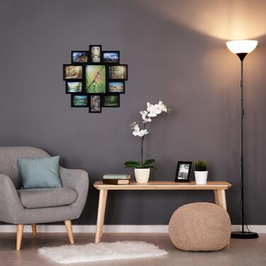 Relaxdays Bilderrahmen Collage, Bildergalerie für  Fotos, Fotorahmen zum Aufhängen, für mehrere Fotos,  0 x 5 cm (Schwarz, 1)