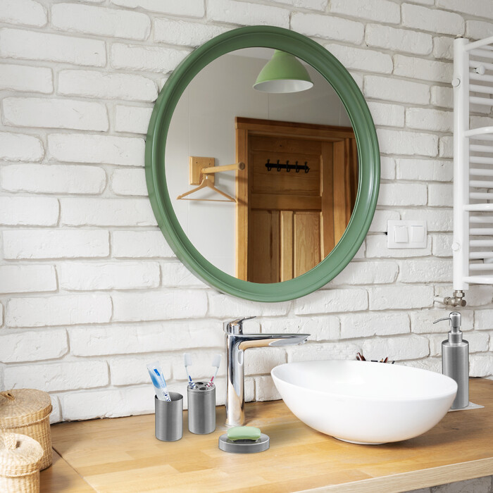 Relaxdays 4-tlg. Badezimmer Set in mattem Silber