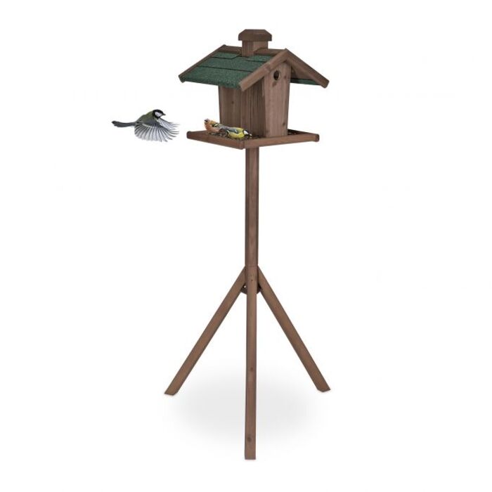 Relaxdays Braunes Vogelfutterhaus mit Ständer