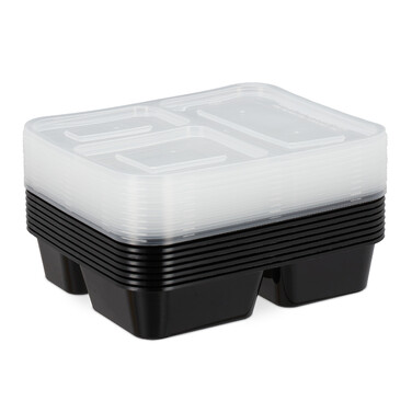 Relaxdays 10er Set Meal Prep Boxen 3 Fächer