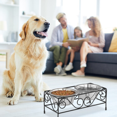 Relaxdays Hunde Napfset mit Halterung
