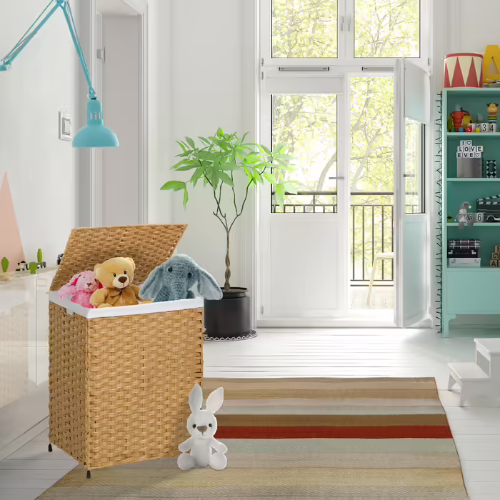Relaxdays Wäschekorb Rattan-Optik 90 L