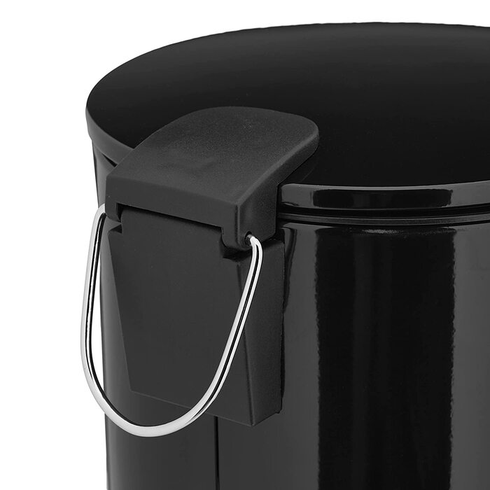 Relaxdays Kosmetikeimer, 5 Liter, Absenkautomatik, entnehmbarer Inneneimer, Bad Mülleimer, Metall, Treteimer rund, (Schwarz)