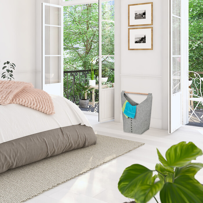 Relaxdays Tragbarer Wäschesammler aus Filz