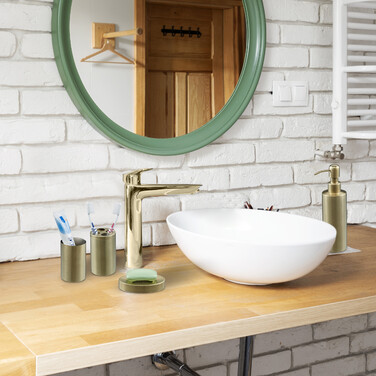 Relaxdays 4-tlg. Badezimmer Set in Gold