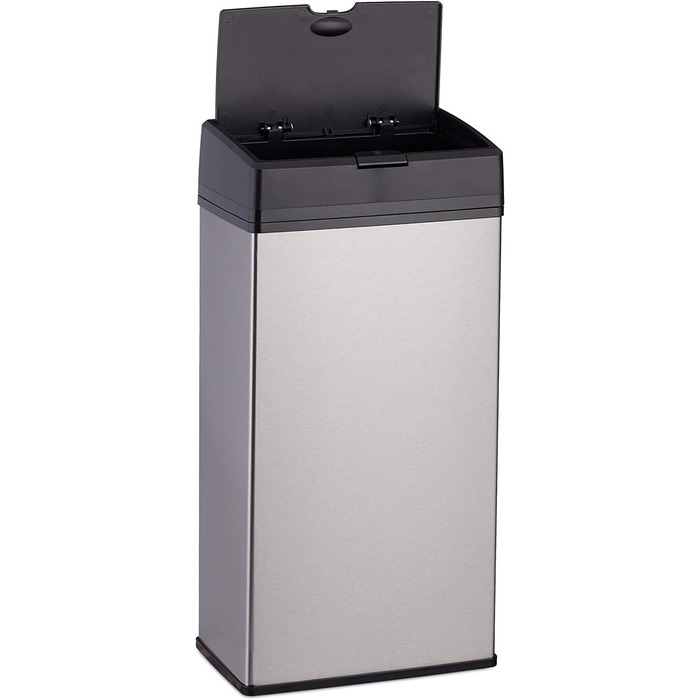 Relaxdays Kosmetikeimer Edelstahl, Mülleimer für Küche & Bad, leichtgängige Push-Funktion, Badmülleimer, 6 Liter, silber