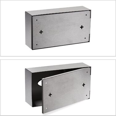 Relaxdays Kosmetiktücher Box, aus Edelstahl, Feuchttücher Behälter, nachfüllbar, zur Wandmontage, Taschentuchbox, Silber, 13 x 24,5 x 7 cm