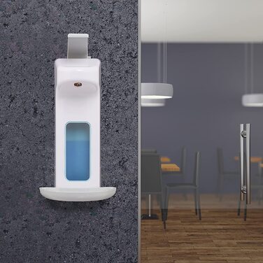 Relaxdays Eurospender, 1000 ml, Tropfschale, Armhebel, Desinfektionsmittel, Seife, Wandbefestigung, Hygienespender, weiß