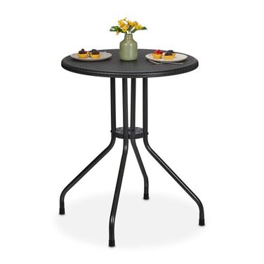 Relaxdays Runder Gartentisch in Rattanoptik