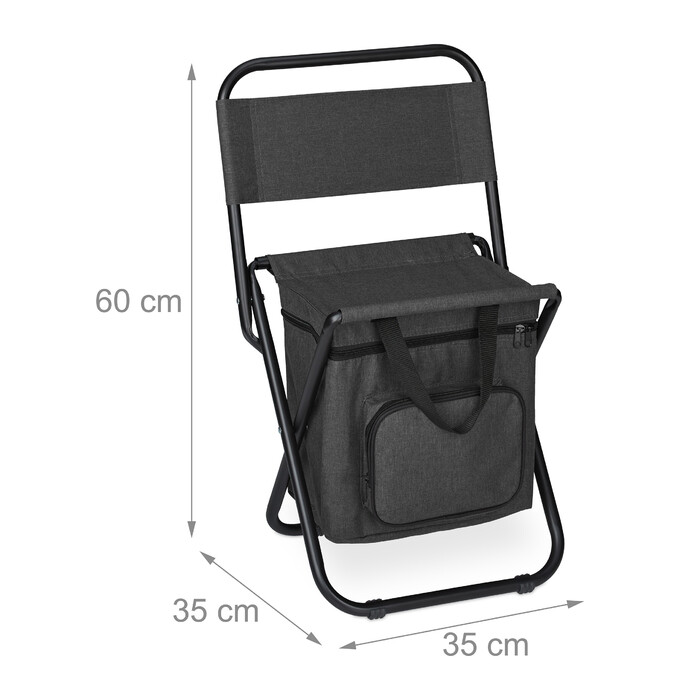 Relaxdays Schwarzer Campinghocker mit Lehne
