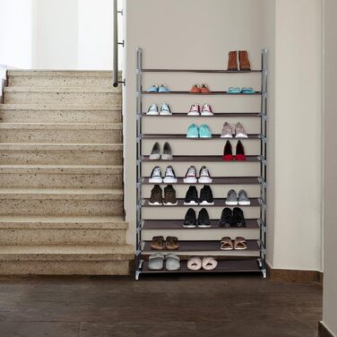Relaxdays Schuhregal Stoff, HBT: 175,5x100x29 cm, für 50 Paar Schuhe, 10 Etagen, Stecksystem, XXL Schuhgestell, (Bordeaux)
