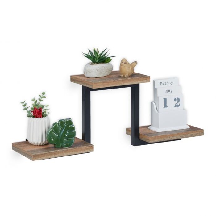 Relaxdays Wandregal Industrial mit 3 Ablagen