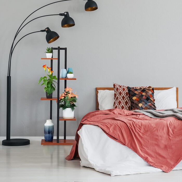 Relaxdays Pflanzenregal, Blumentreppe mit 5 Ablagen, 117x43x22 cm, Stahl/MDF, Dunkelbraun