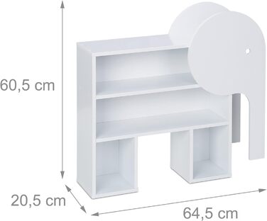 Relaxdays Kinderregal Bär, 2 Schubladen, 2 offene Fächer, H x B x T:  Bücherregal Kinder, (60,5 x 64,5 x 20,5 cm, Weiß)