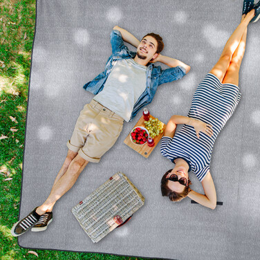 Relaxdays XXL Picknickdecke 200x300 Fischgräte