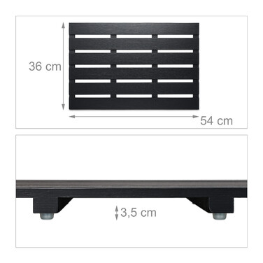 Relaxdays Bambus Badematte schwarz