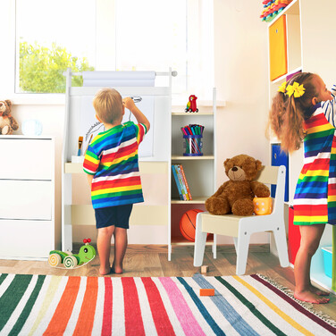 Relaxdays Kindertafel mit Fächern und Stuhl